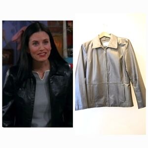 Black Genuine Leather Jacket Zip M Grunge Goth Rock Y2k Punk Elena Monica Moto